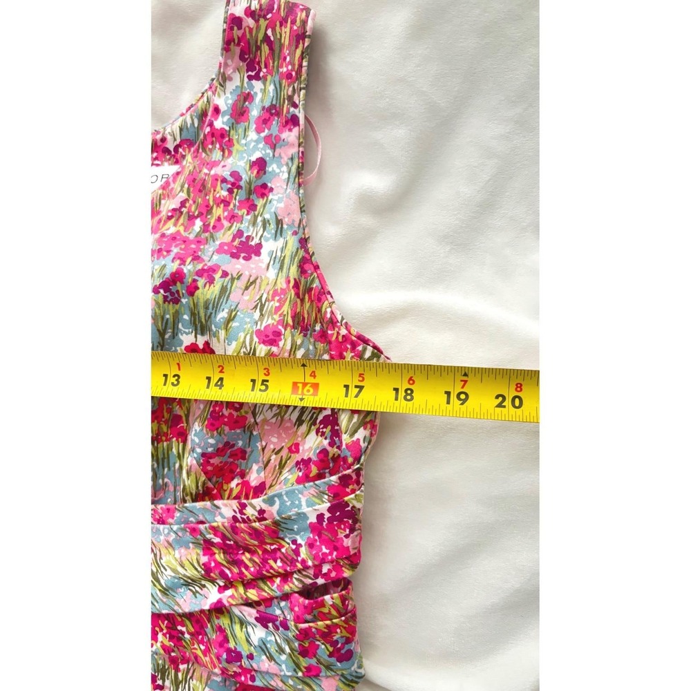 Sag Harbor Dress Womens 10 Pink Blue Floral Fit Flare Cotton Stretch Sleeveless - Picture 9 of 13